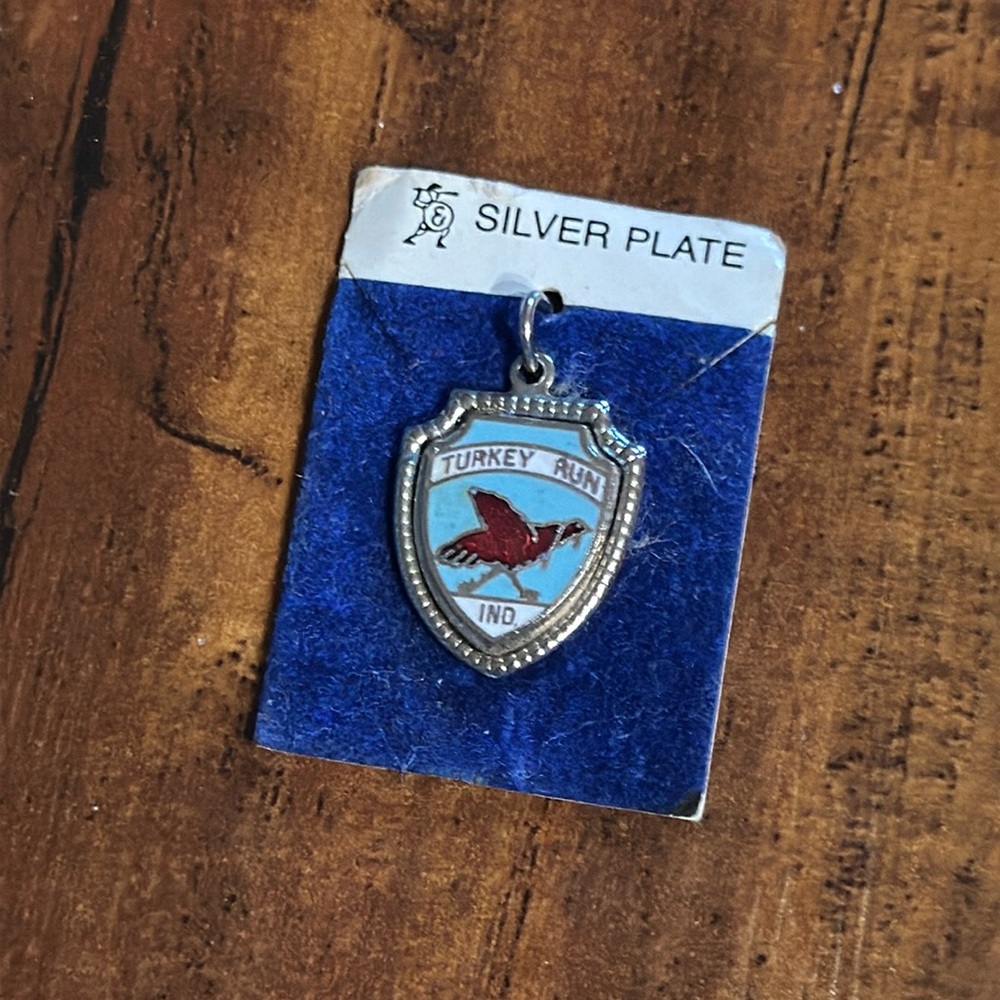 Vintage Charm bracelet charm souvenir‎ Turkey Run Indiana Silver plated